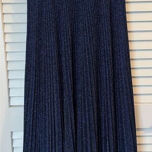 Elegant Navy Blue Pleated dress evening gown gala wedding